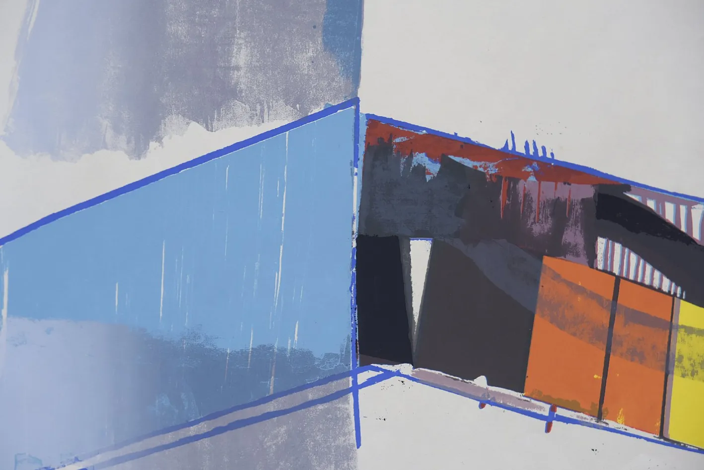 Abstrakte moderne Farblithographie von Hardy Strid, 1950er