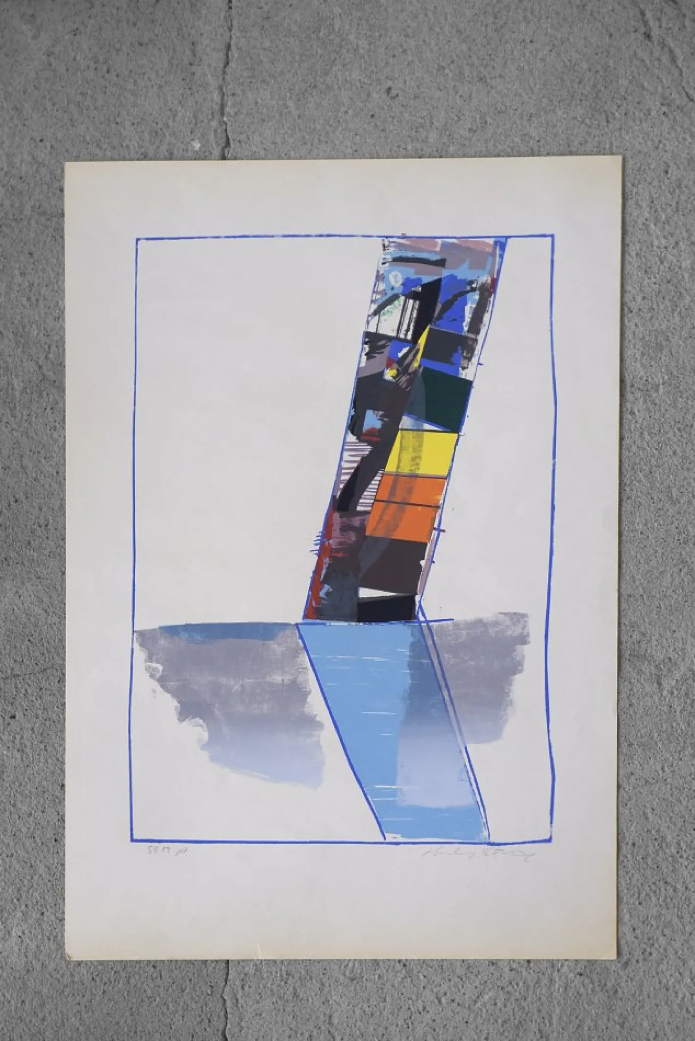 Abstrakte moderne Farblithographie von Hardy Strid, 1950er