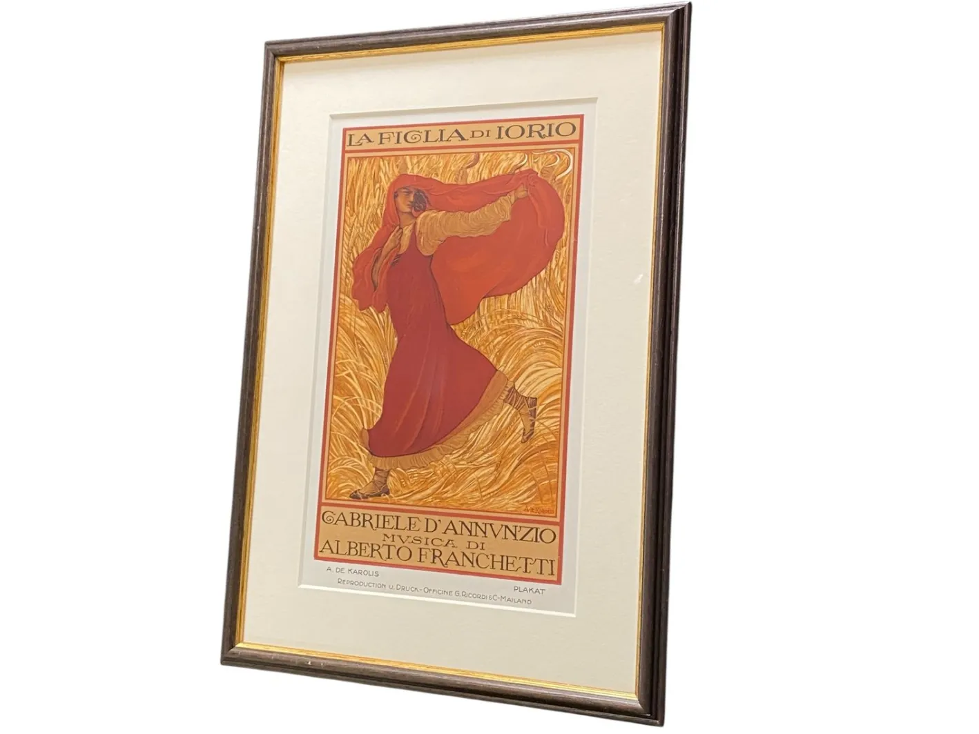 Adolfo De Carolis, Iorio's Daughter, Original Lithograph, 1914, Framed