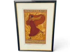 Adolfo De Carolis, Iorio's Daughter, Original Lithograph, 1914, Framed