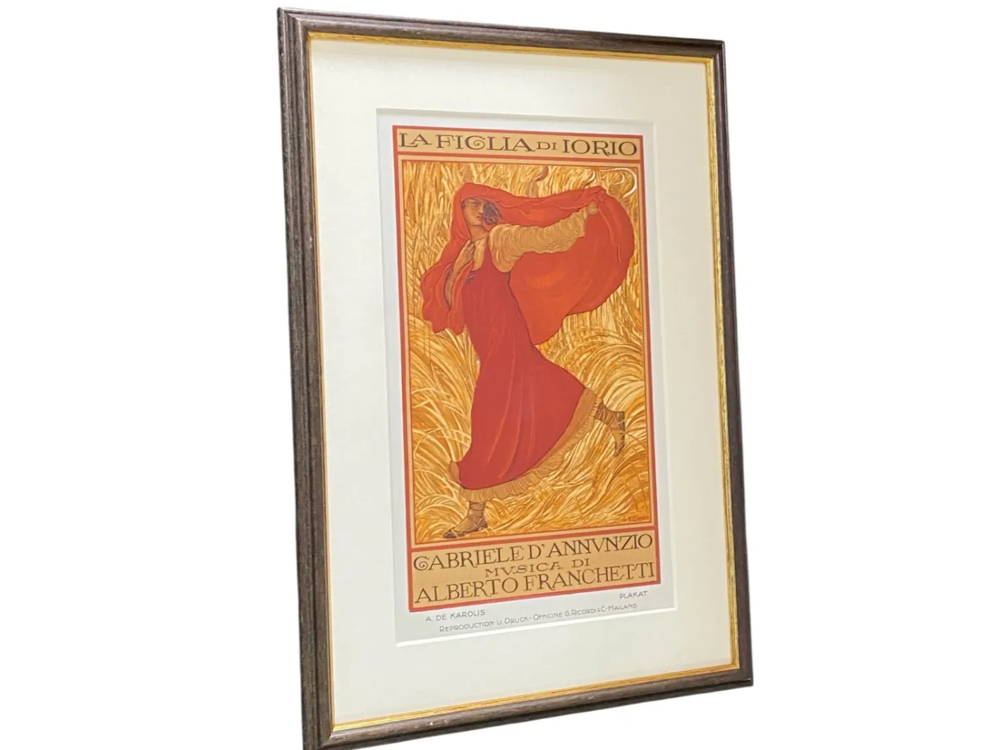 Adolfo De Carolis, Iorio's Daughter, Original Lithograph, 1914, Framed