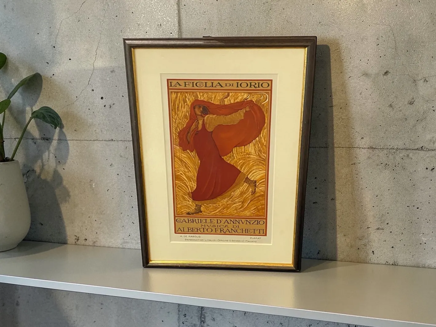 Adolfo De Carolis, Iorio's Daughter, Original Lithograph, 1914, Framed