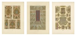 Albert Racinet, Renaissance Teller mit Ornamenten, 1873, Lithographie, 3er Set