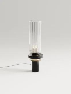 Alexandre Tischlampe aus Messing und Aluminium mit Kanneliertem Glas von Marine Breynaert