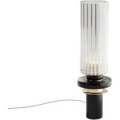 Alexandre Tischlampe aus Messing und Aluminium mit Kanneliertem Glas von Marine Breynaert