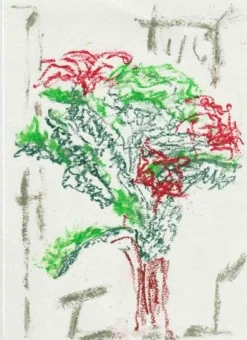 Alfredo Pizzi, Composition 15 Abstrakte Zeichnung, Ölpastell auf Canson Papier