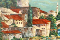 Alfred Zährl, Mostar in Bosnien, 1940er, Großes Öl an Bord