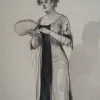 Alméry Lobel-Riche, Jeune femme à l'éventail, 1920er, Zeichnung