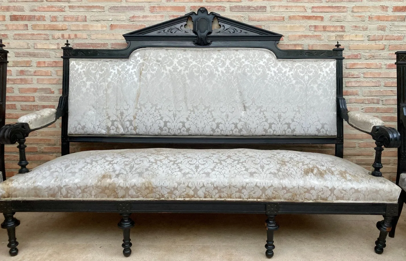 Alphonsine Wohnzimmer Set aus Ebonisiertem Holz, 1900er, 3er Set