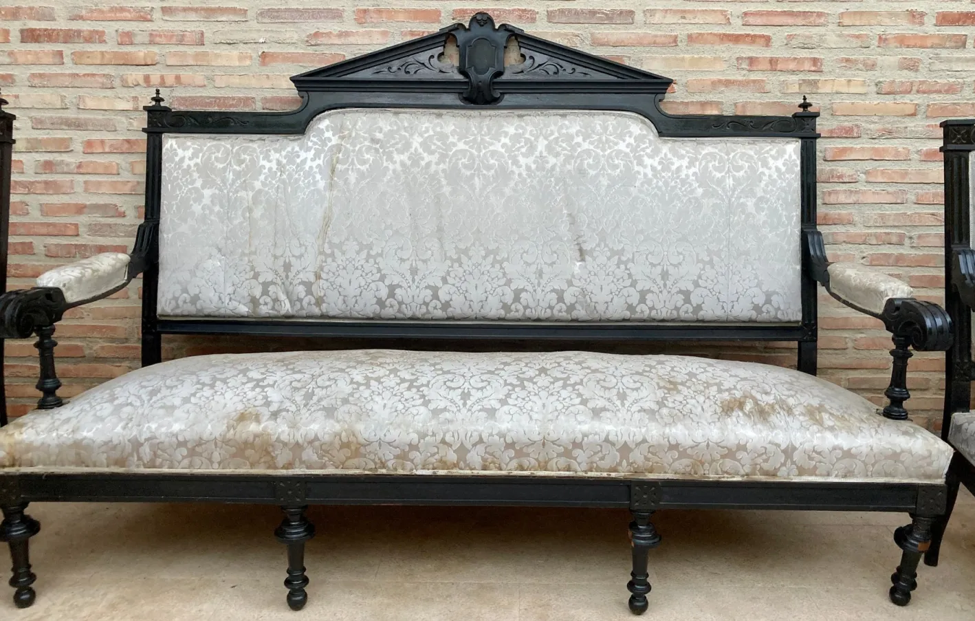 Alphonsine Wohnzimmer Set aus Ebonisiertem Holz, 1900er, 3er Set