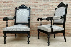 Alphonsine Wohnzimmer Set aus Ebonisiertem Holz, 1900er, 3er Set