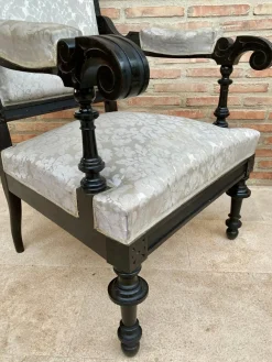 Alphonsine Wohnzimmer Set aus Ebonisiertem Holz, 1900er, 3er Set
