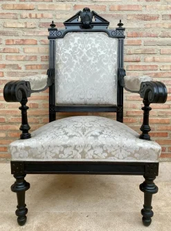 Alphonsine Wohnzimmer Set aus Ebonisiertem Holz, 1900er, 3er Set