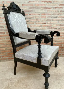 Alphonsine Wohnzimmer Set aus Ebonisiertem Holz, 1900er, 3er Set