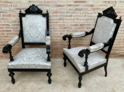 Alphonsine Wohnzimmer Set aus Ebonisiertem Holz, 1900er, 3er Set