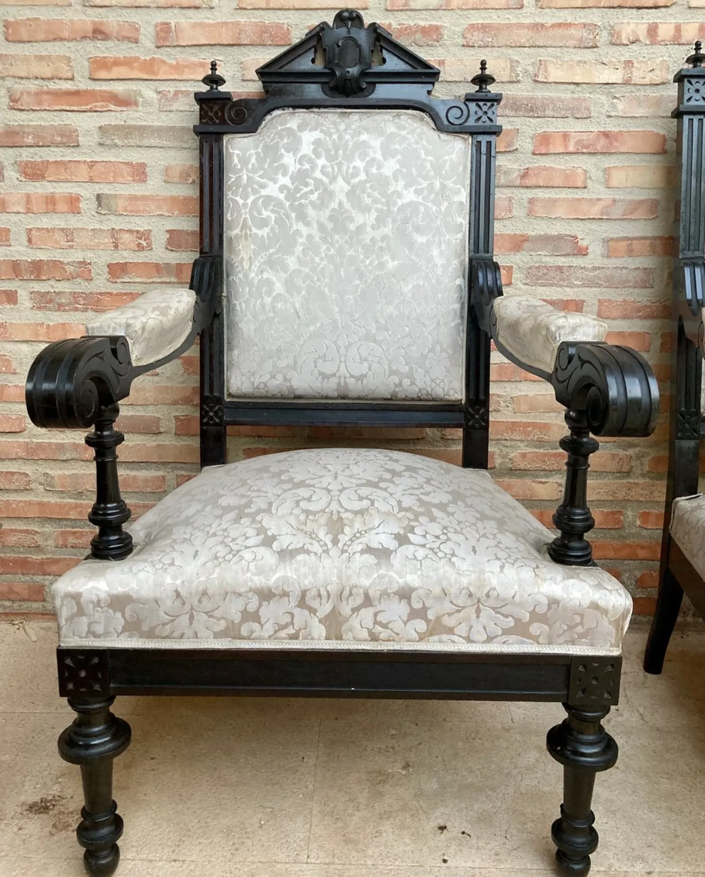 Alphonsine Wohnzimmer Set aus Ebonisiertem Holz, 1900er, 3er Set