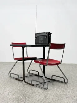 Aluminium Stühle mit Tisch von Cindy Crawford-Steiger für Embru, 3er Set