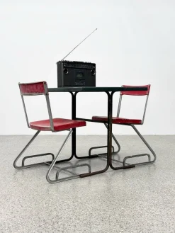 Aluminium Stühle mit Tisch von Cindy Crawford-Steiger für Embru, 3er Set