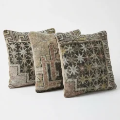 Anatolische Kissenbezüge aus Teppichstoff, 2010er, 3er Set