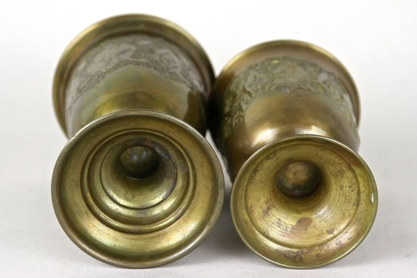 Antike Biedermeier Messing Kelche, 1860, 2er Set