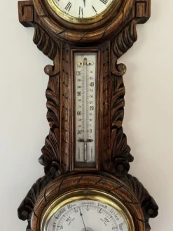 Antike edwardianische Banjo Barometer aus geschnitzter Eiche, 1900