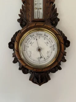 Antike edwardianische Banjo Barometer aus geschnitzter Eiche, 1900