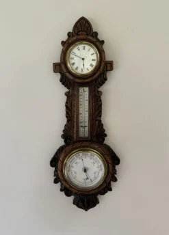 Antike edwardianische Banjo Barometer aus geschnitzter Eiche, 1900