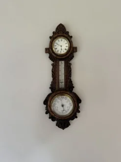 Antike edwardianische Banjo Barometer aus geschnitzter Eiche, 1900