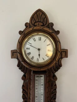 Antike edwardianische Banjo Barometer aus geschnitzter Eiche, 1900