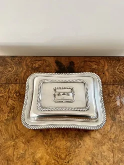 Antike edwardianische Versilberte rechteckige Entrée Schale, 1900