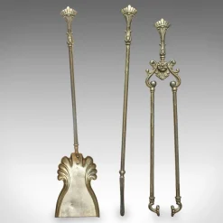 Antike englische Kaminbesteck im viktorianischen Jugendstil, 1900er, 4er Set