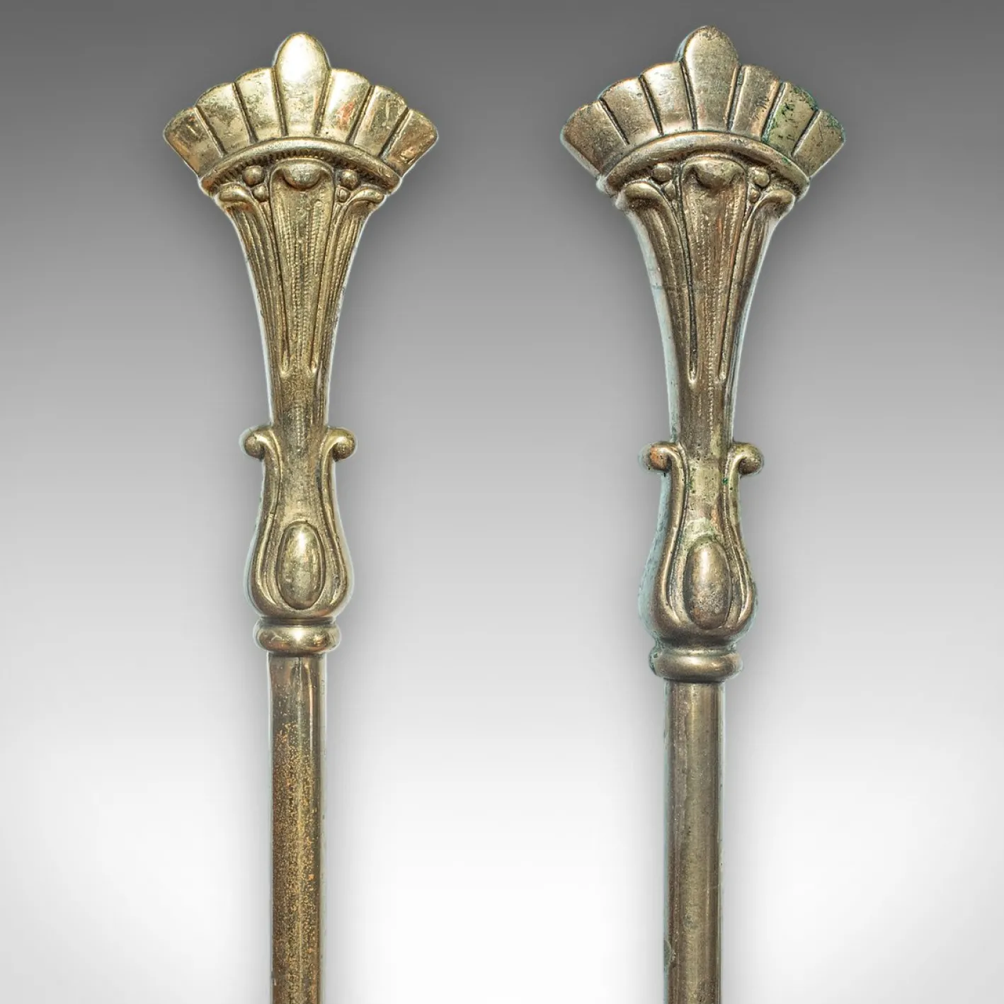 Antike englische Kaminbesteck im viktorianischen Jugendstil, 1900er, 4er Set