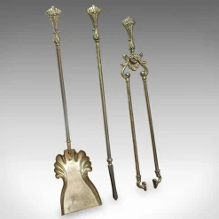 Antike englische Kaminbesteck im viktorianischen Jugendstil, 1900er, 4er Set