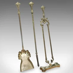 Antike englische Kaminbesteck im viktorianischen Jugendstil, 1900er, 4er Set