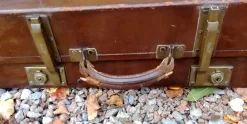 Antike Englische Leder Truhe