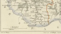 Antike Karte von Hautes-Pyrénées von Vuillemin, France, 1850