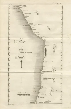 Antike Landkarte der Küste von Peru und Chile, 1760er
