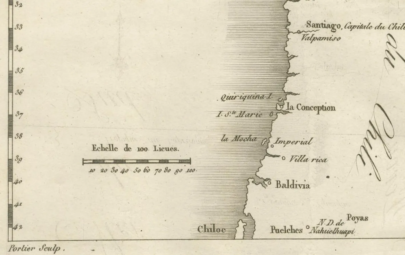 Antike Landkarte der Küste von Peru und Chile, 1760er