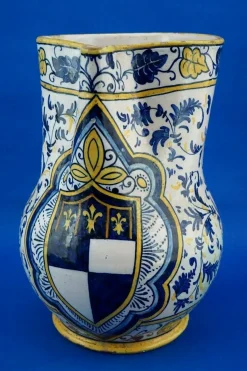 Antike Majolikierte Keramik Krug Vase aus der Renaissance von Montelupo Fiorentino