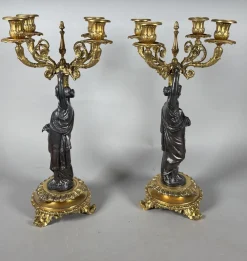 Antike Napoleon III Kerzenhalter, 1850, 2er Set