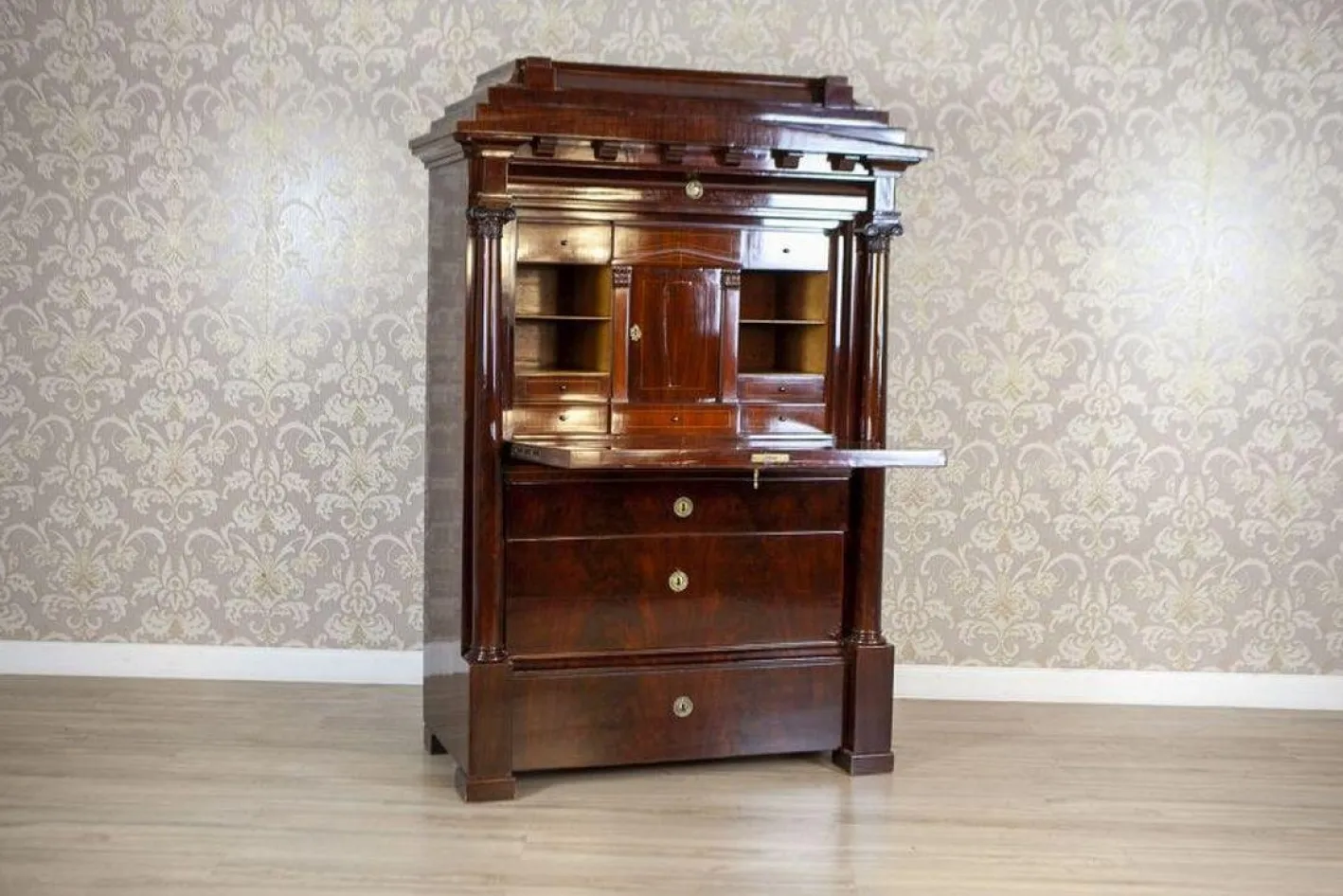Antiker Biedermeier Sekretär aus Mahagoni, 1840