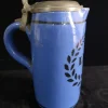 Antiker Bierkrug aus Fayence & Keramik mit Zinndeckel, Brüssel, Belgien, 1820er