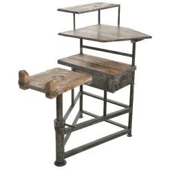 Antiker Bildhauerarbeitstisch aus Holz & Metall