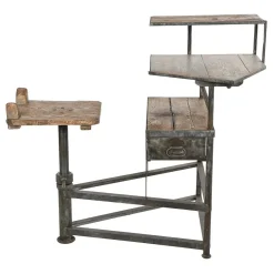 Antiker Bildhauerarbeitstisch aus Holz & Metall