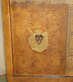 Antiker edwardianischer Feuerschutz aus Leder mit Prägung und Kartendekoration, 1900