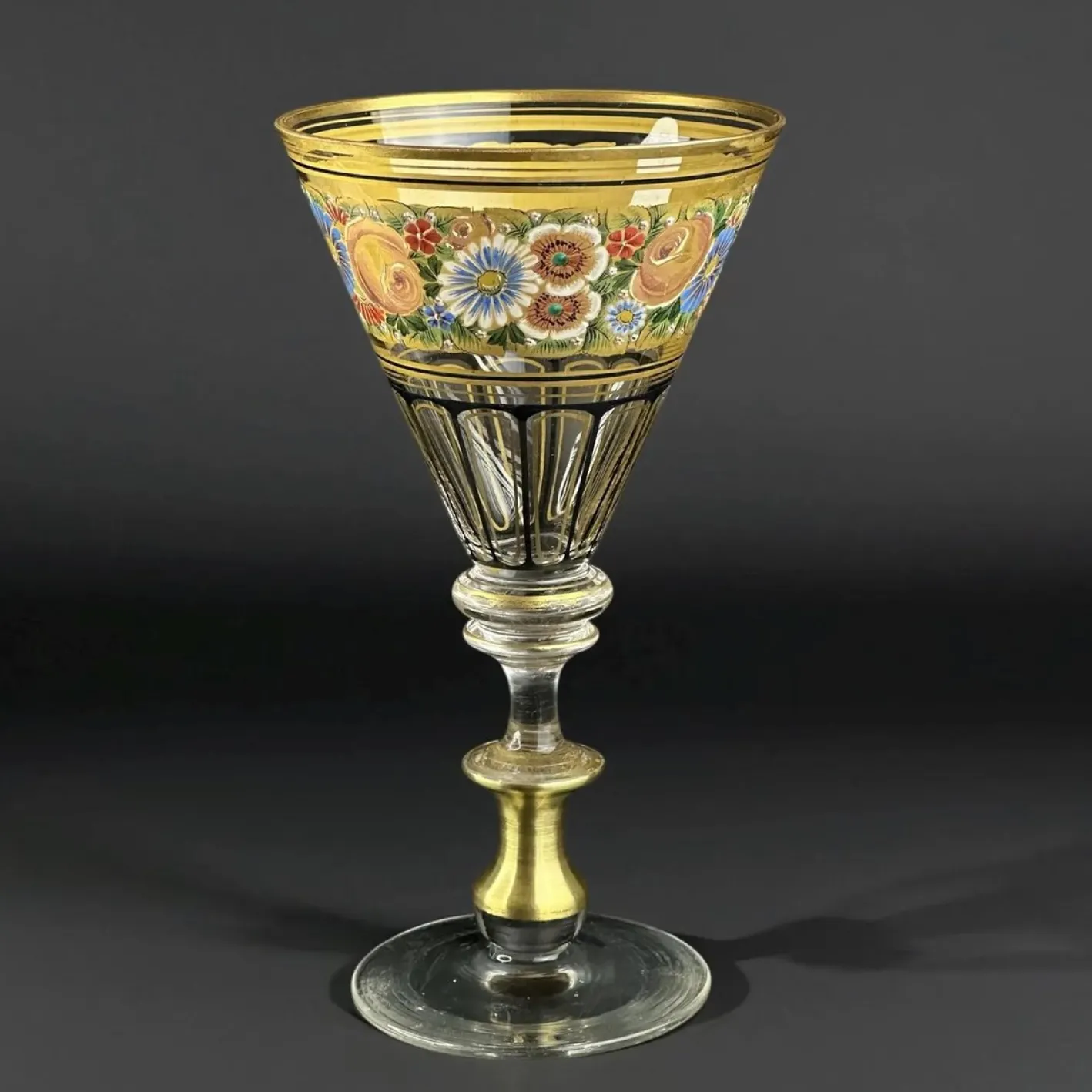 Antiker Emaillierter & Vergoldeter Glasbecher von Hermann Pautsch, 1890