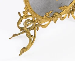 Antiker französischer Rokoko Kaminschirm aus Messing, 1800er