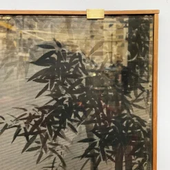 Antiker japanischer Wandteppich aus Seide mit 5 Füchsen im Bambuswald, 1700er