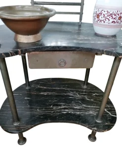 Antiker Jugendstil Frisiertisch aus schwarzem Marmor, 1890er