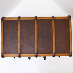 Antiker Koffer aus Segeltuch & Holz, 1920er